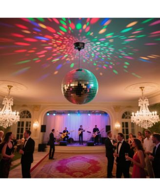 16" Large Disco Ball with Motor Rotating 6RPM 18 RGBW LED Lights for 70s 80s Party Wedding Event Holiday Decor