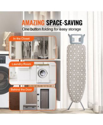 Ironing Board with Large Surface, 4-Layer Thick Design, Heat-Resistant Cotton Cover, 7 Adjustable Heights for Home Laundry