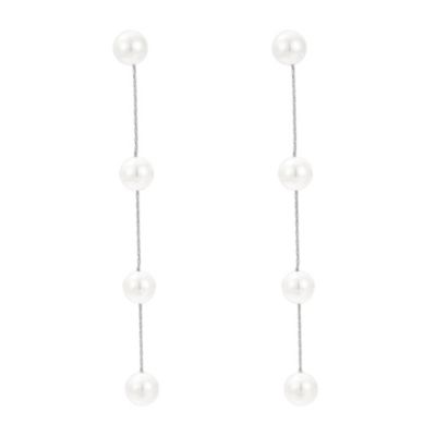 Luna Pearl Drop Earrings - Silver
