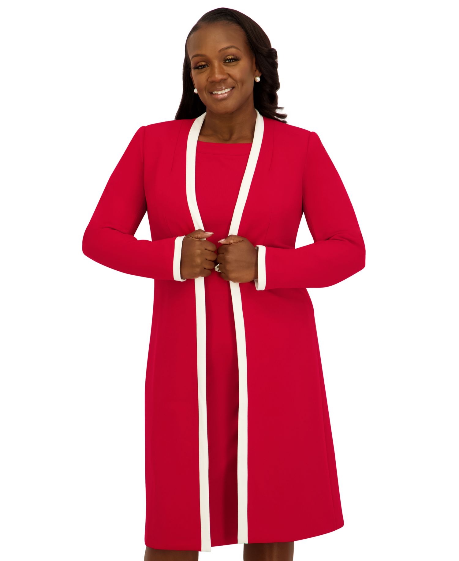 Women's Framed Waist Seam Open Topper Jacket, Regular & Plus