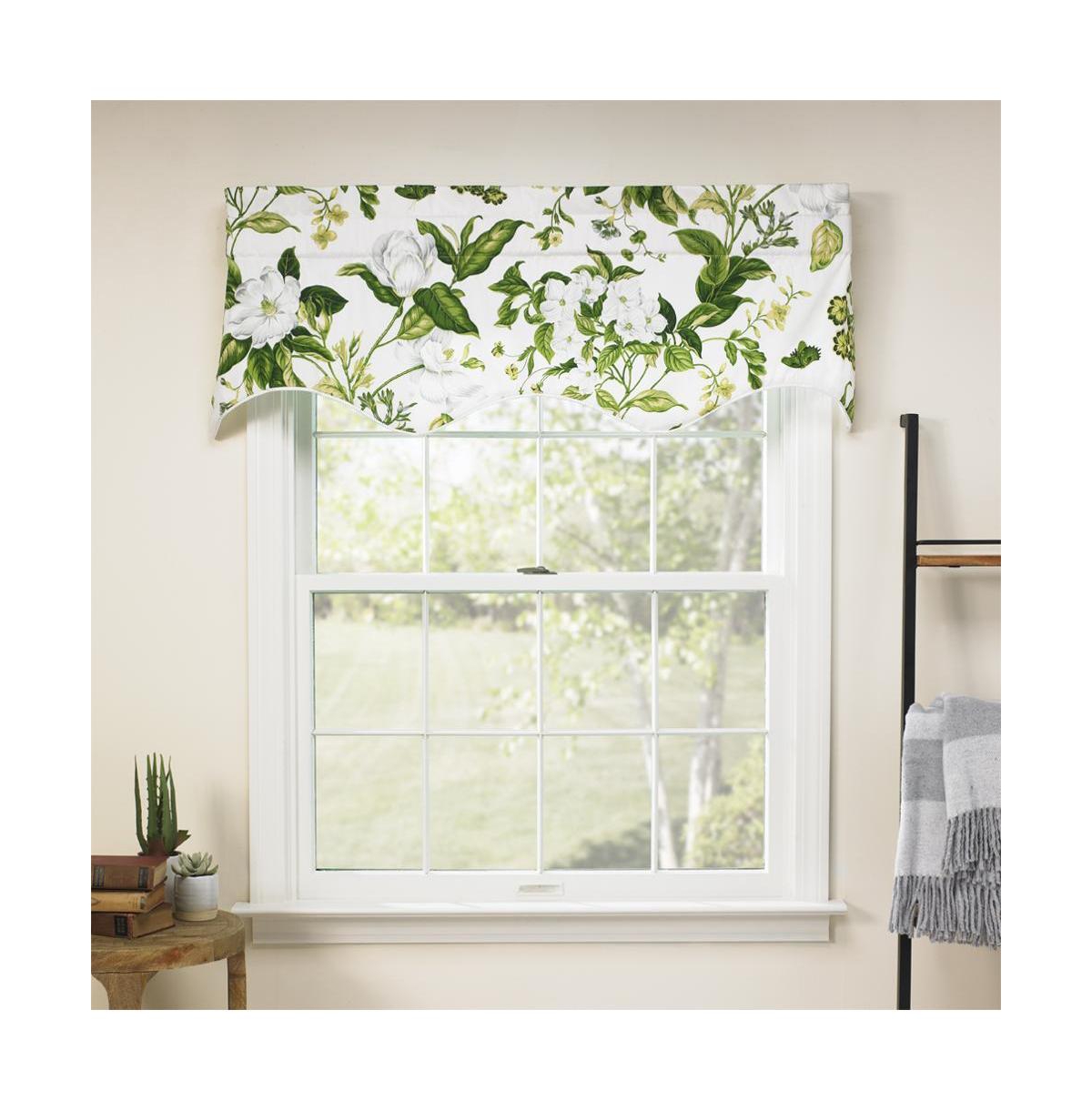 Ellis Curtain Whitfield Lined Scallop 3" Rod Pocket Valances for Windows 50" x 15" Clover