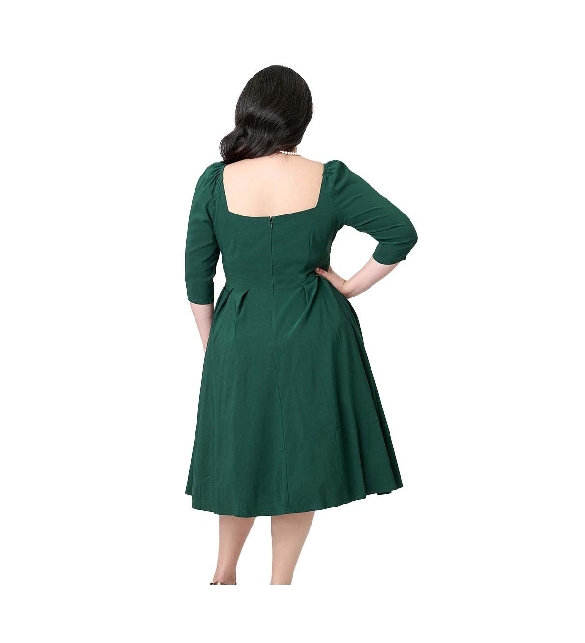 Unique Vintage Plus Woven Sweetheart Neckline Lamar Swing Dress