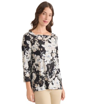 Petite 3/4-Sleeve Square Neck Top