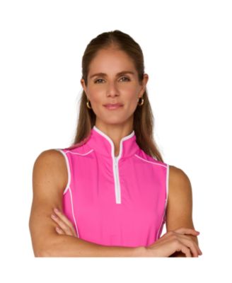 G Lifestyle Sleeveless Piping Mock Neck Top