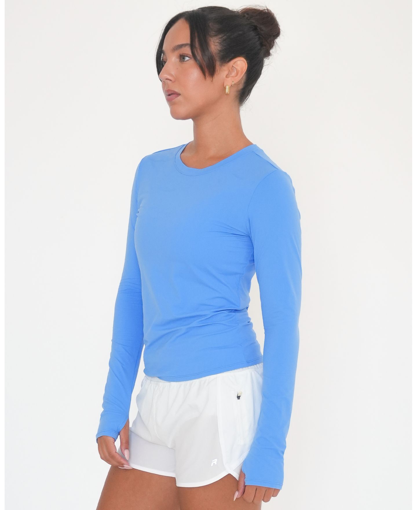 Женский топ Rebody Active Raya Mid Length Compression Nylon Long Sleeve, цвет: Синий — фото 2