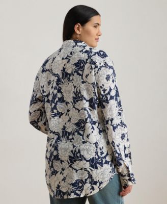 Plus Size Relaxed-Fit Floral Shirt