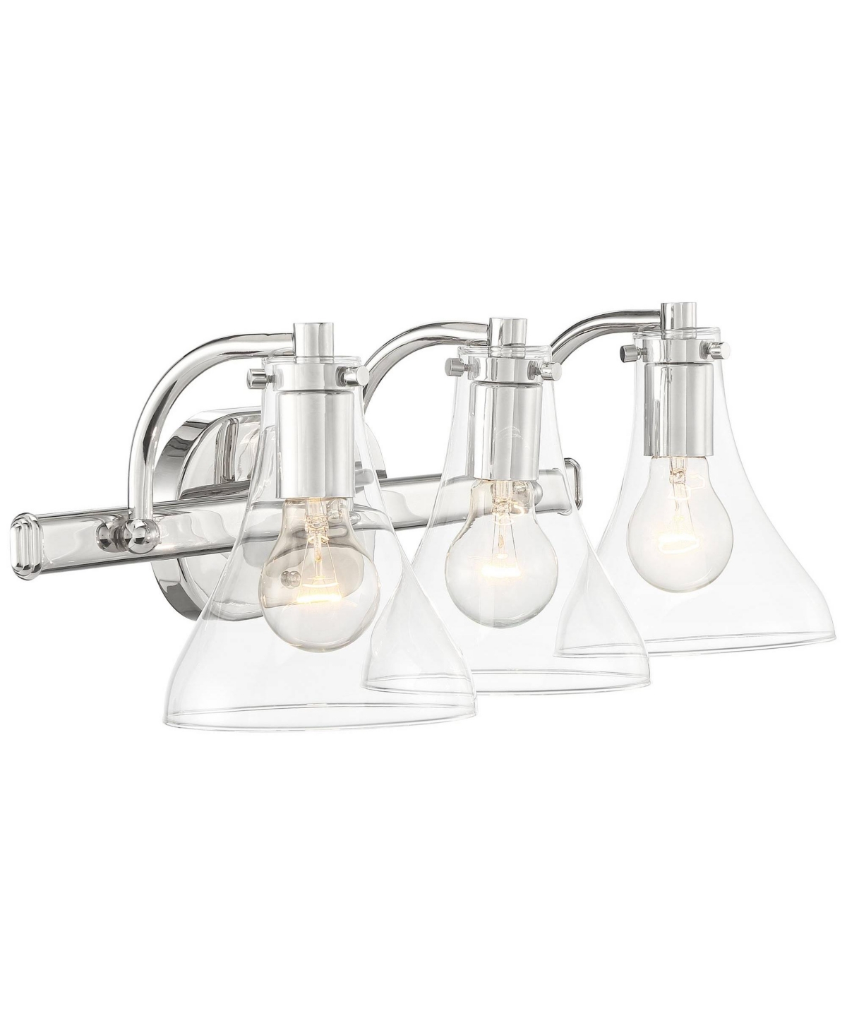 Possini Euro Design Sorren Industrial Modern Wall Light Polished Chrome Silver Hardwired 20.5" 3-Light Fixture Curving Clear Glass Shade for Bedroom B