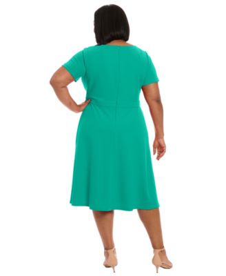 Plus Size Tie-Neck Fit & Flare Dress