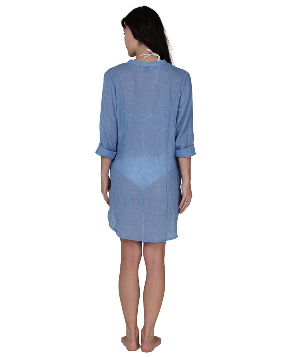 J Valdi Women's Button-down Swim Shirt In Blue