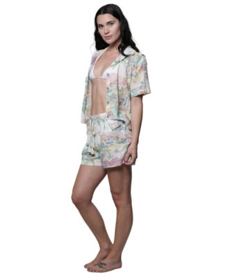 Women's Short-Sleeve Buton-Down Swim Shirt