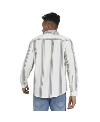 Men's White & Dark Grey Barcode Striped Shirt