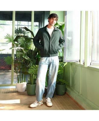 Men's Emerald Green Crease-Tactile Bomber Jacket