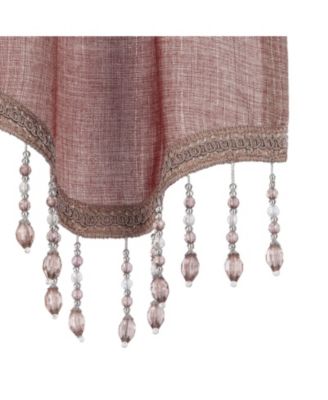 1 Piece Moroccan Sparkle Rod Pocket Semi Sheer Voile Beaded Trim Window Valance