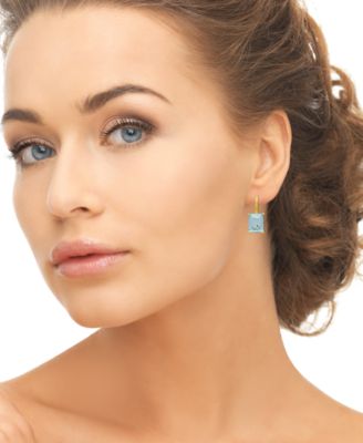 Genuine Blue Topaz Emerald-Cut Drop Earrings (6-3/8 ct. t.w.) in 14k Gold Over Sterling Silver