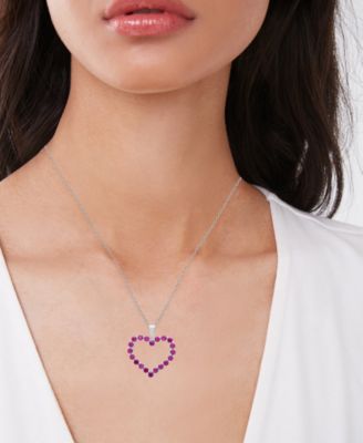 Lab-Grown Ruby Open Heart Pendant Necklace (3 ct. t.w.) in Sterling Silver