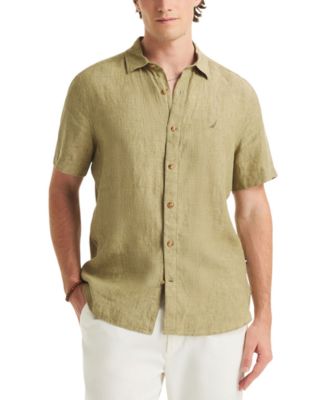 Men's Classic-Fit Solid Linen Short-Sleeve Shirt 