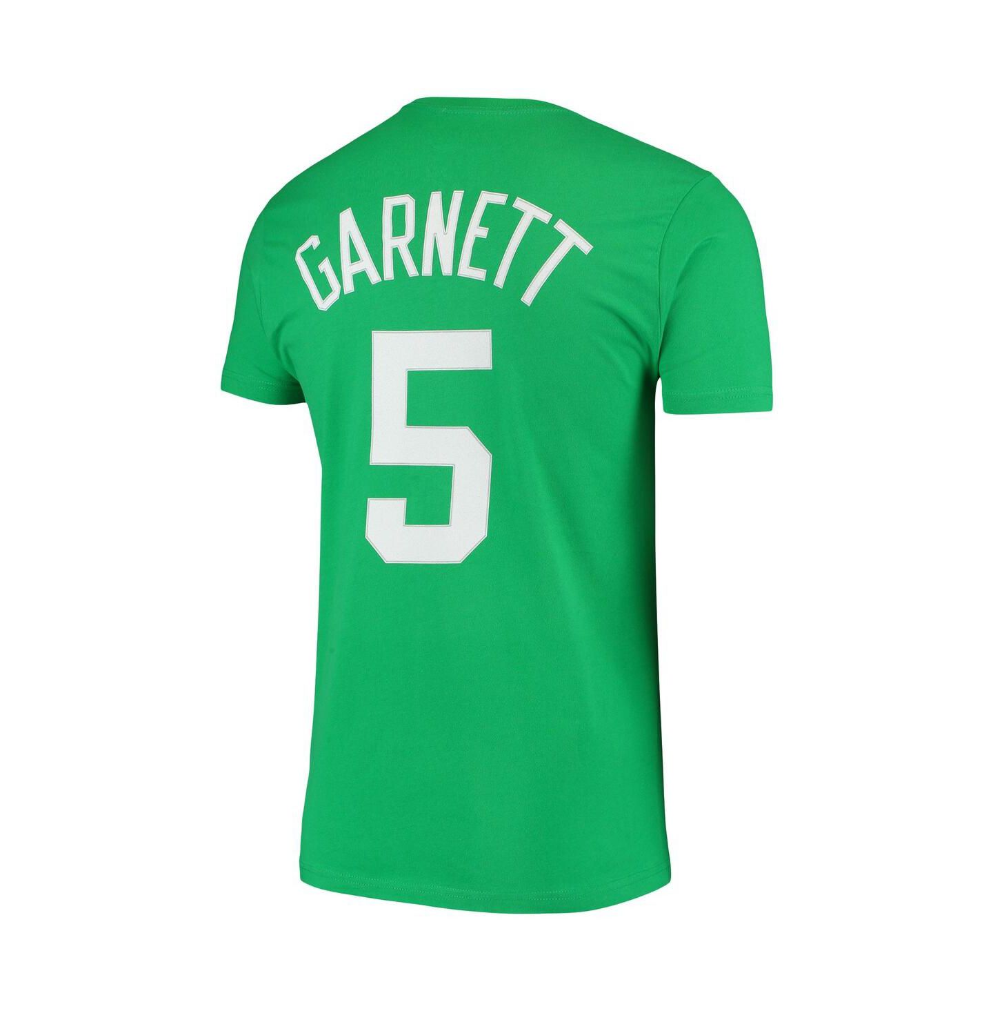 Мужская футболка Mitchell & Ness Kevin Garnett Kelly Green Boston Celtics Hardwood Classics Stitch Name & Number — фото 3