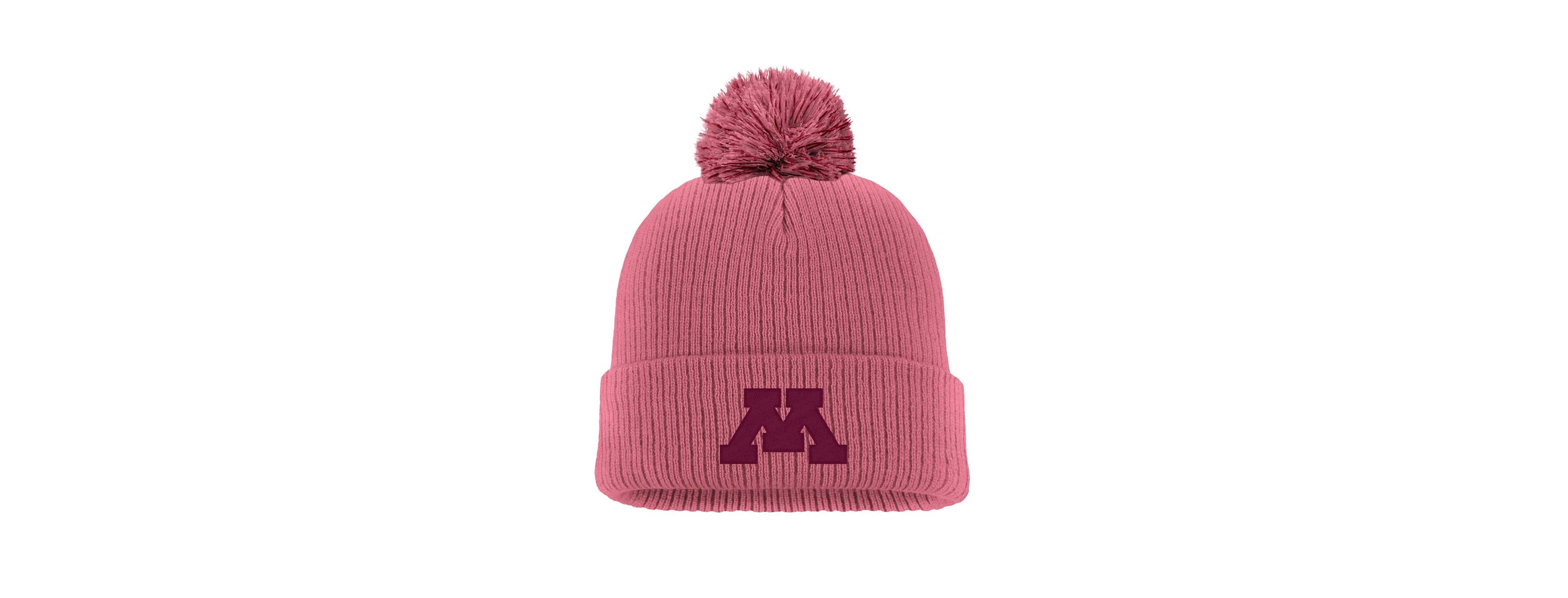 Men's Pink Minnesota Golden Gophers Tonal Peak Cuffed Knit Hat with Pom