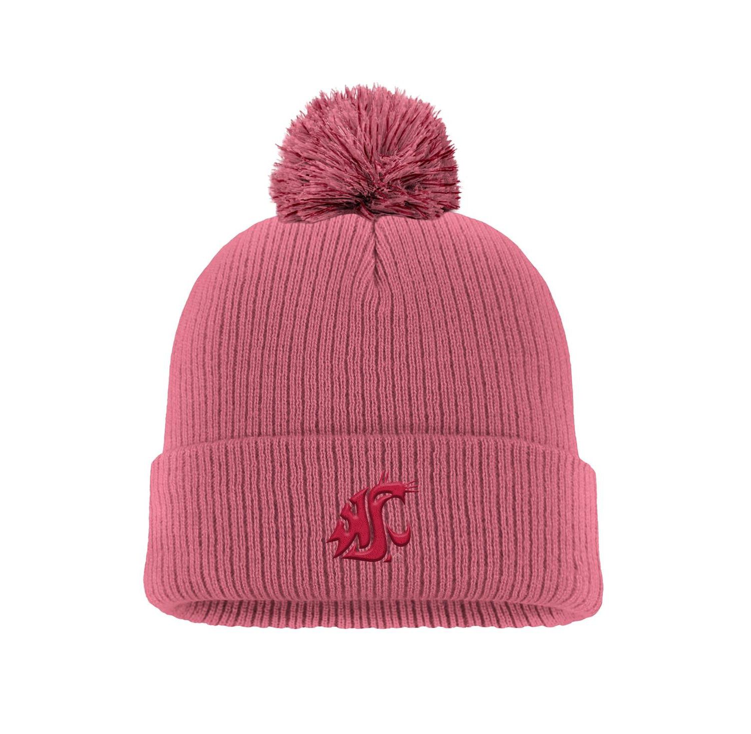 Men's Pink Washington State Cougars Tonal Peak Cuffed Knit Hat with Pom
