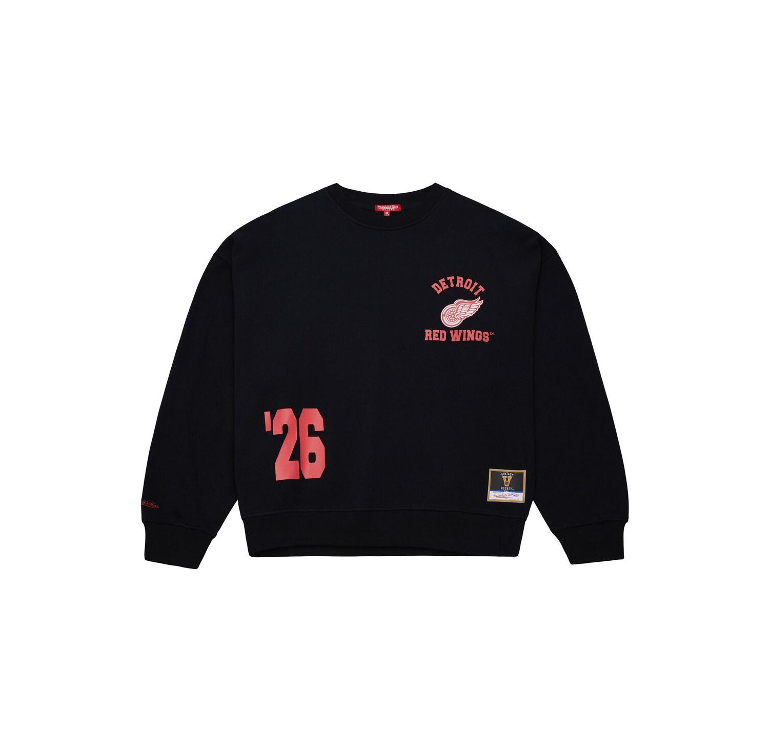 Women's Black Detroit Red Wings Crewneck Sweatshirt
