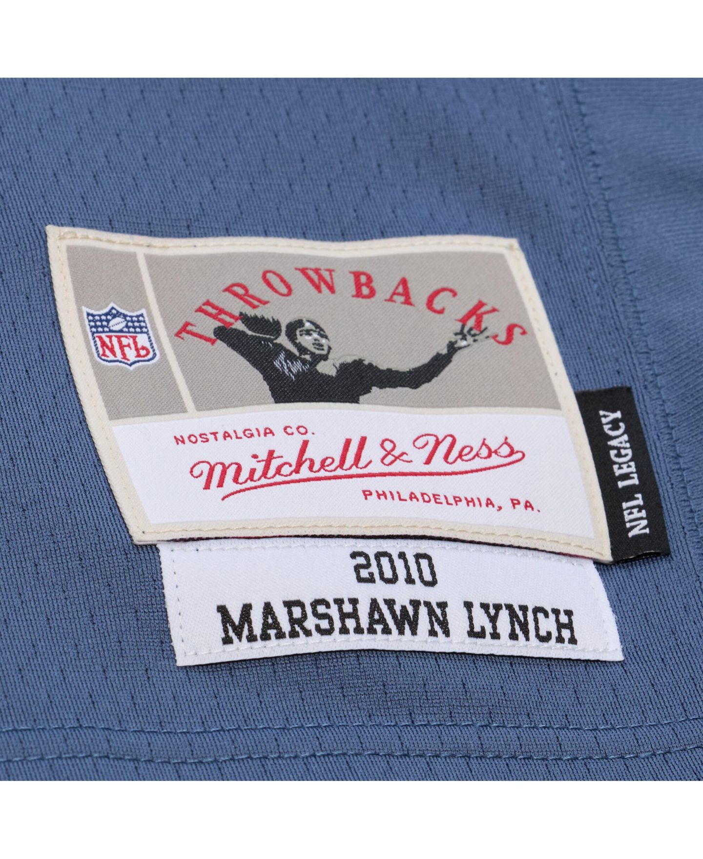 Мужской топ Mitchell & Ness Marshawn Lynch Blue Seattle Seahawks 2010 Legacy Throwback Replica Jersey — фото 5