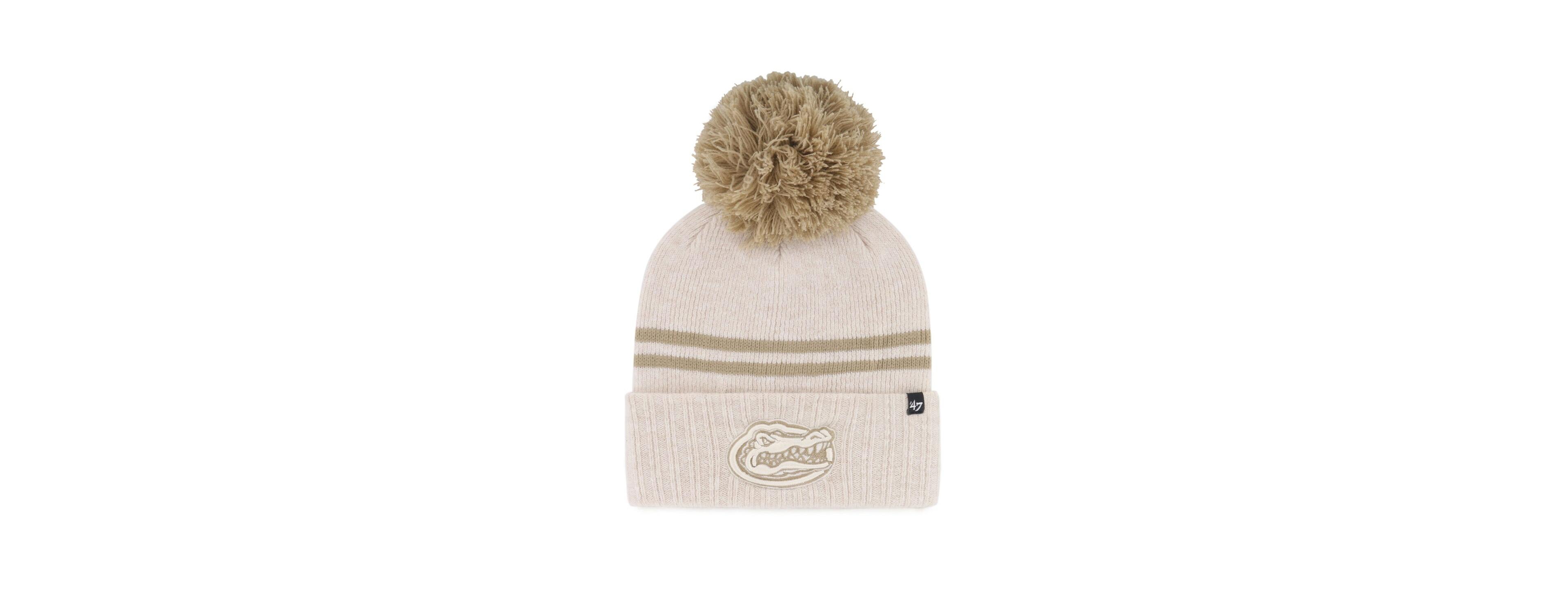 Women's Natural Florida Gators Core Inline Latte Cuffed Knit Hat with Pom