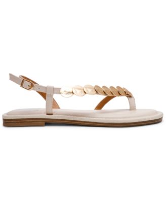 Women's Jetsy Embellished Jewelry Thong Asymmetrical Flat Sandals