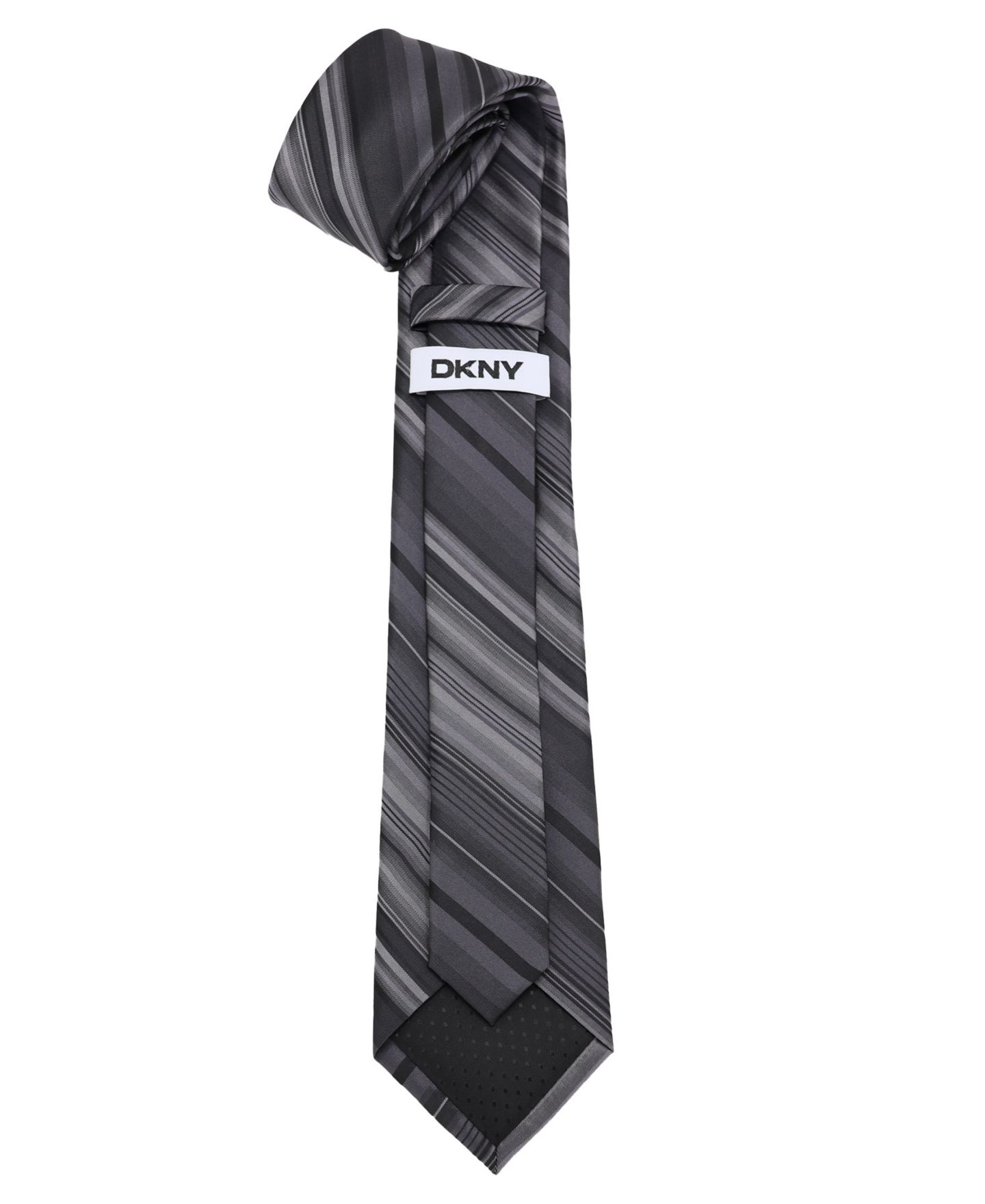 Мужской галстук DKNY в полоску, цвет: Чёрный полосатый — фото 3
