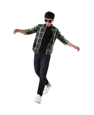 Men's Tartan Plaid Dark Green Shirt.