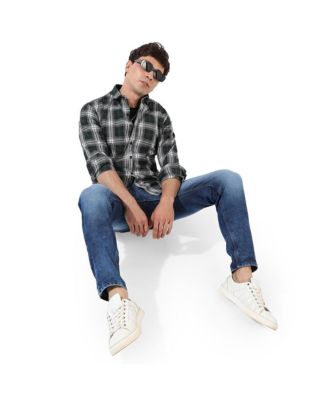 Men's Green Checkered Regular Fit Casual Shirt