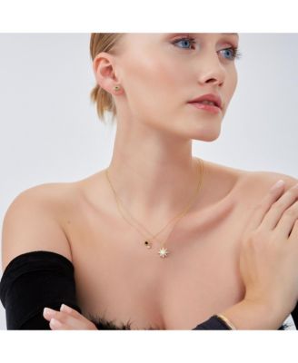 Dark Blue Saturn Necklace With Star Sterling Silver