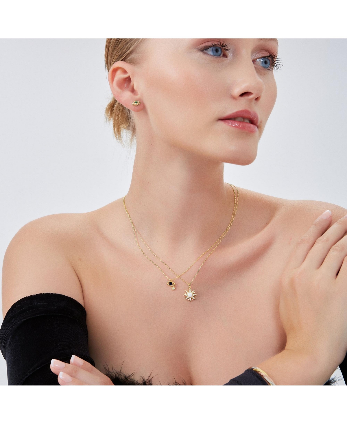 Spero London Dark Blue Saturn Necklace With Star Sterling Silver