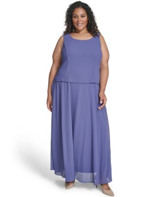 Plus Size Maxi Dress with 3/4-Sleeve Jacket, 2-Piece Set