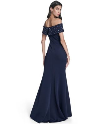 Women's Off-The-Shoulder Faux-Pearl-Embellished Evening Gown