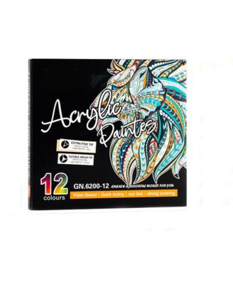 Dual Tip Acrylic Paint Markers with Brush Tip and Fine Tip for Rock Painting, Canvas, Stone, Glass, Ceramic, Wood.