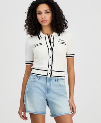 Women's Shari Polo Short-Sleeve Cable Knit Cardigan