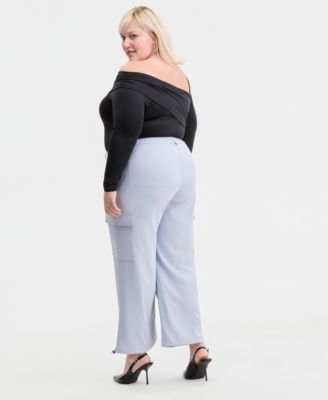 Trendy Plus Size Cargo Drawcord-Hem Pants, Macy's Exclusive