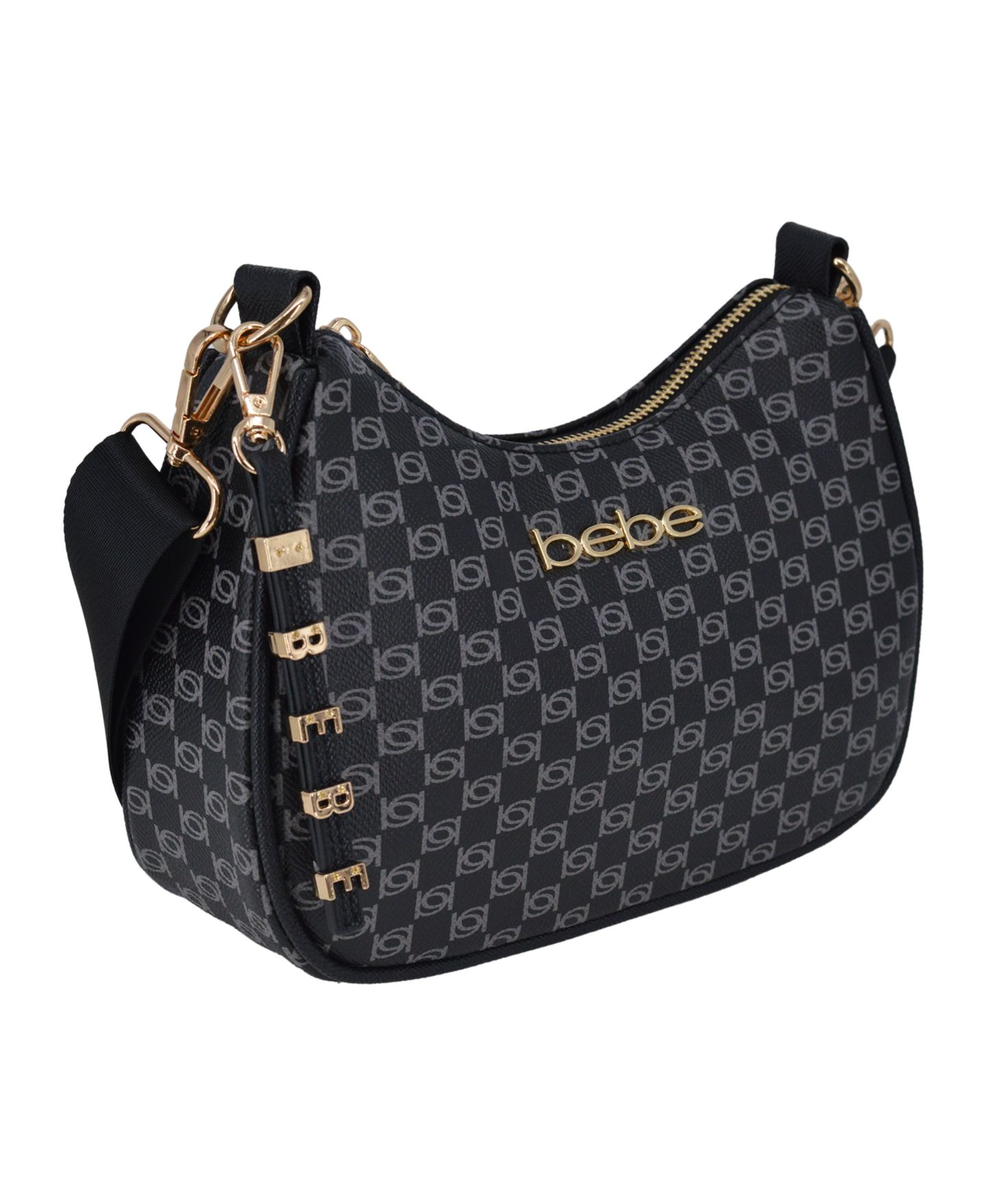 Женская сумка Bebe Adela Monogram Small Crossbody, цвет: Чёрный — фото 3