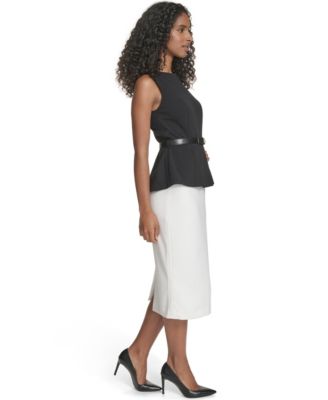 Women's Crewneck Color-Block Midi Dress