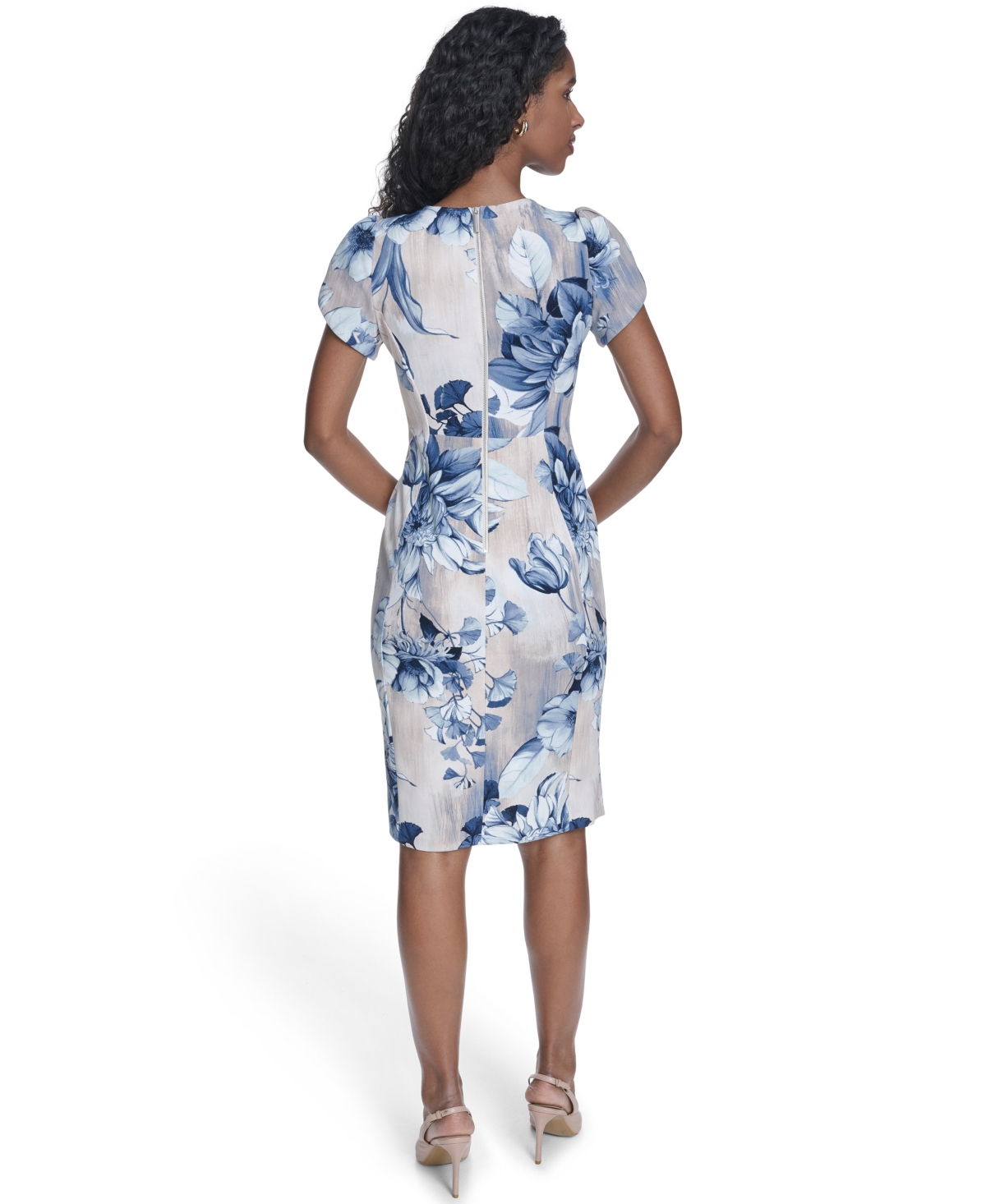 Calvin Klein Women's Printed Tulip Short-Sleeve Sheath Dress