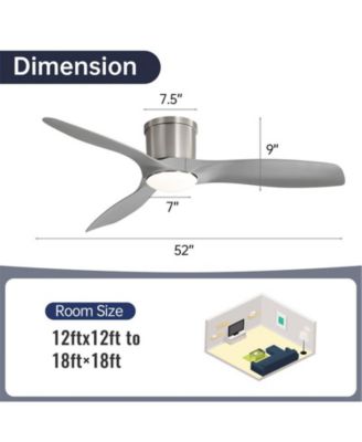 52-inch Modern Minimalist Sand Nickel 3-Blade Flush Mount with Remote Control,Supporting Mobile Device Connection and Voice Function