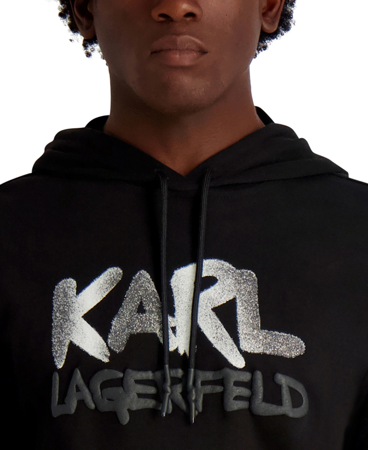 Karl Lagerfeld Men's French Terry Graffiti Texture Hoodie In Black