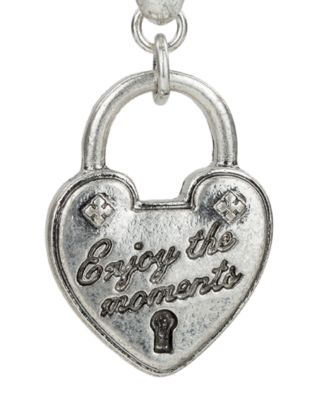 Sliver Plated Heart Lock Drop Earrings 