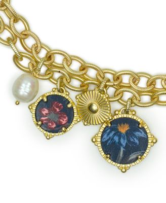 Gold Plated Double Chain Charm Necklace 