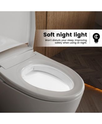 Smart Elongated One-Piece Bathroom Fixture With Heated Seat, Auto Flush Night Light And Deodorizer