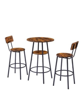 Casainc Round Stool Set with Shelf and Backrest