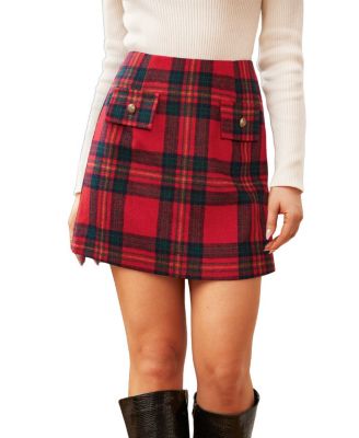 Women's High Waist Plaid A Line Mini Skirt