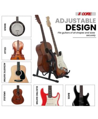 Double Guitar Stand Floor Adjustable A Frame Folding Acoustic Electric Guitars Holder Stands GSS 2N1 BLK
