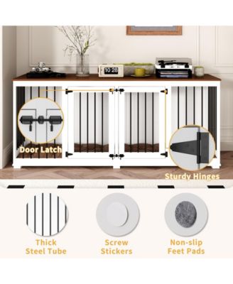 71 Inch Dog Crate Furniture, Heavy-Duty Wooden Dog Kennel with Trays and Divider for Large Medium Dogs