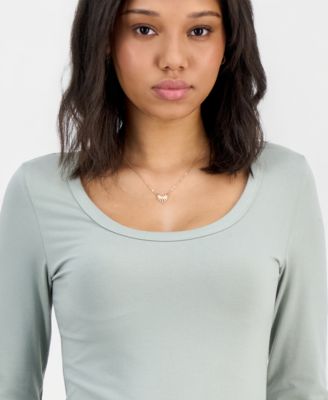 Juniors' Jersey Knit Long-Sleeve Top